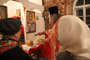 В конце Литургии, после заамвонной молитвы - освящение Артосов, целебных хлебов.